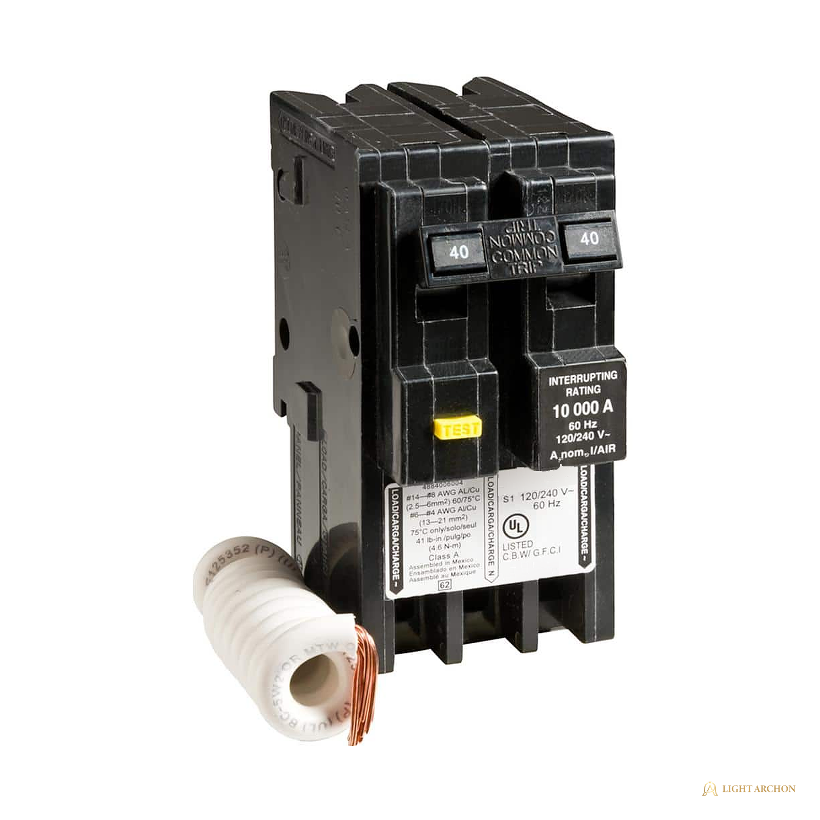 Light Archon Redoubt 40A 2-Pole Circuit Breaker - angle view
