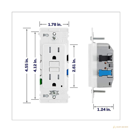 Light Archon Quicklatch 15A Self-Test GFCI Outlet with Lever Terminals 3-Pack - angle view
