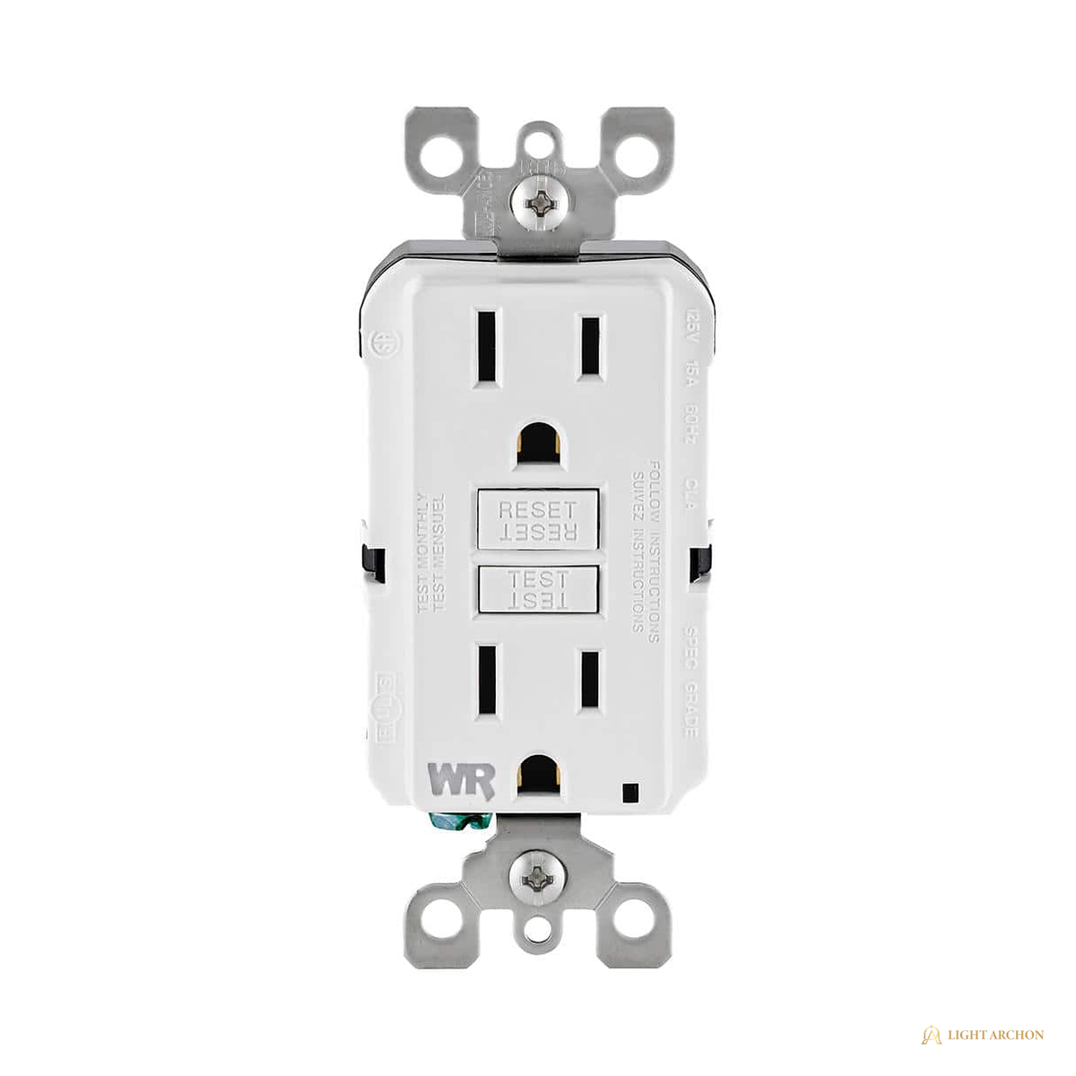 Light Archon Tempest 15A Self-Test Weather Resistant GFCI Outlet - front view