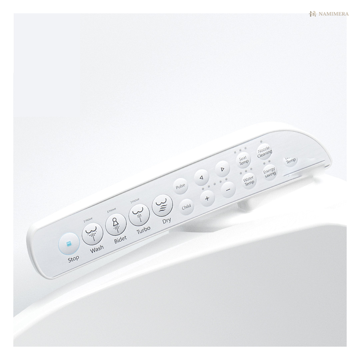 Namimera Electric Bidet Seat for Elongated Toilets with Heated Seat and Warm Air Dryer, White - detail view