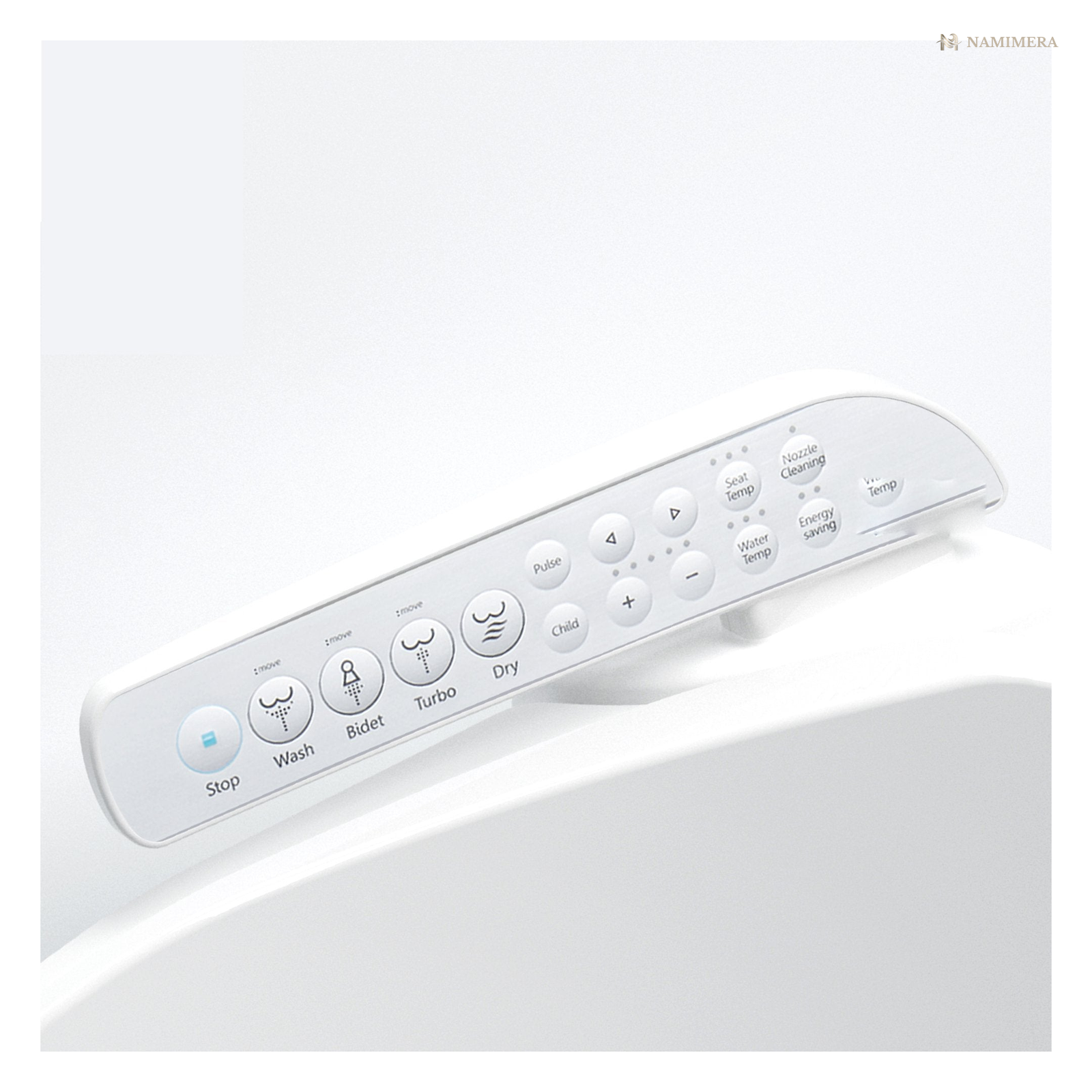 Namimera Electric Bidet Seat for Elongated Toilets with Heated Seat and Warm Air Dryer, White - detail view