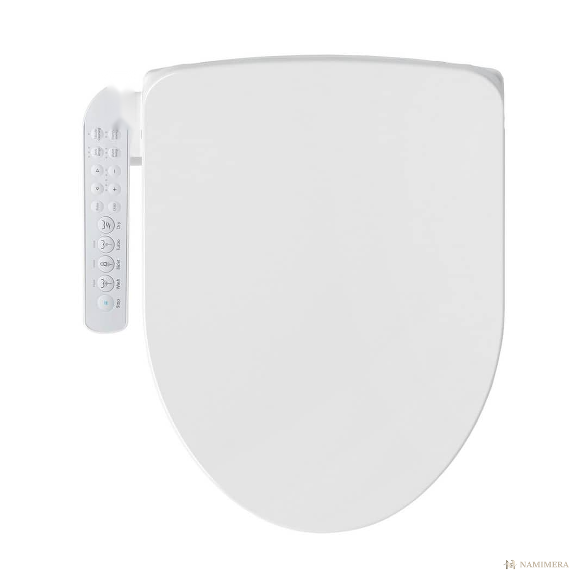 Namimera Electric Bidet Seat for Elongated Toilets with Heated Seat and Warm Air Dryer, White - front view