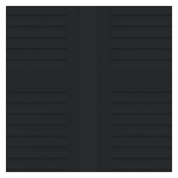 Vanguard Shade Louvered Vinyl Exterior Shutter Pair, Stock Heights - Black colorway swatch