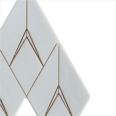 Prezio Stone Dimensional Rhombus Waterjet Mosaic, Marble with Metal Chevron Inlay - c1 finish swatch