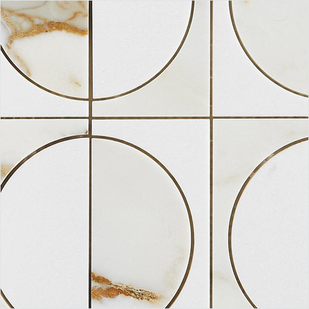 Prezio Stone Half Moon Checker Waterjet Mosaic, Marble in Three Checker Colorways - c1 finish swatch