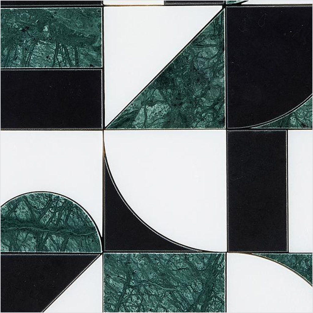 Prezio Stone Modernist Patchwork Waterjet Mosaic, Mixed Marble Sheet - c2 finish swatch