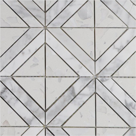 Prezio Stone Diamond Lattice Mosaic, Marble and Travertine Parquet Sheet - c2 finish swatch