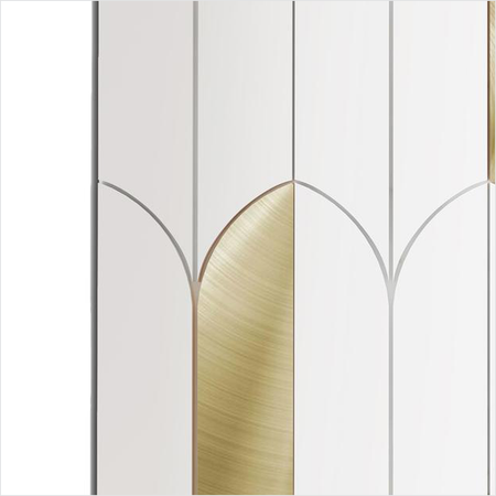 Prezio Stone Arched Plume Waterjet Mosaic with Patina Inlay, White and Black Marble - c2 finish swatch