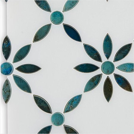 Prezio Stone Daisy Petal Waterjet Mosaic, Two Tone Marble Sheet - c2 finish swatch