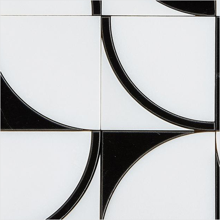 Prezio Stone Quadrant Fan Waterjet Mosaic, Green and Black Marble - c2 finish swatch