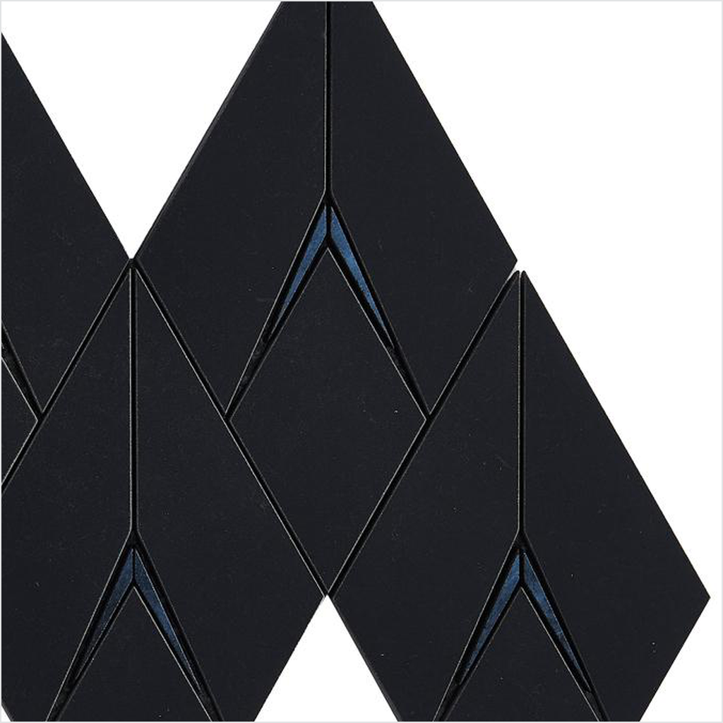 Prezio Stone Dimensional Rhombus Waterjet Mosaic, Marble with Metal Chevron Inlay - c2 finish swatch