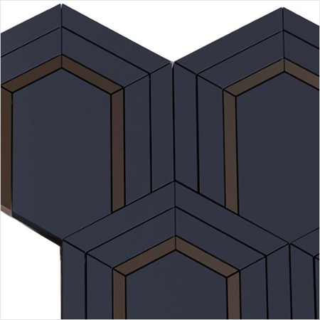 Prezio Stone Framed Hexagon Waterjet Mosaic, Verde and Navy Marble - c2 finish swatch