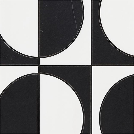 Prezio Stone Half Moon Checker Waterjet Mosaic, Marble in Three Checker Colorways - c2 finish swatch