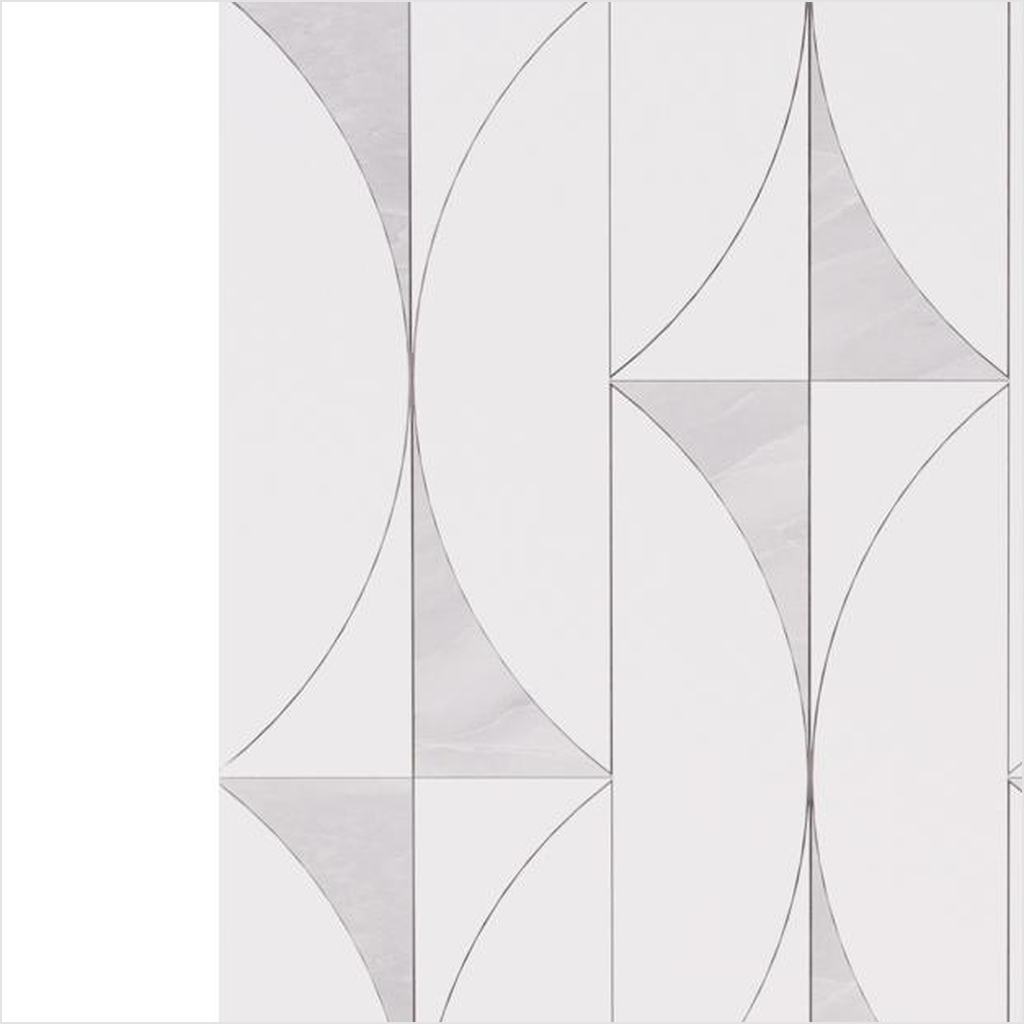 Prezio Stone Star and Pill Lattice Waterjet Mosaic with Brass Inlay, White Marble - c3 finish swatch