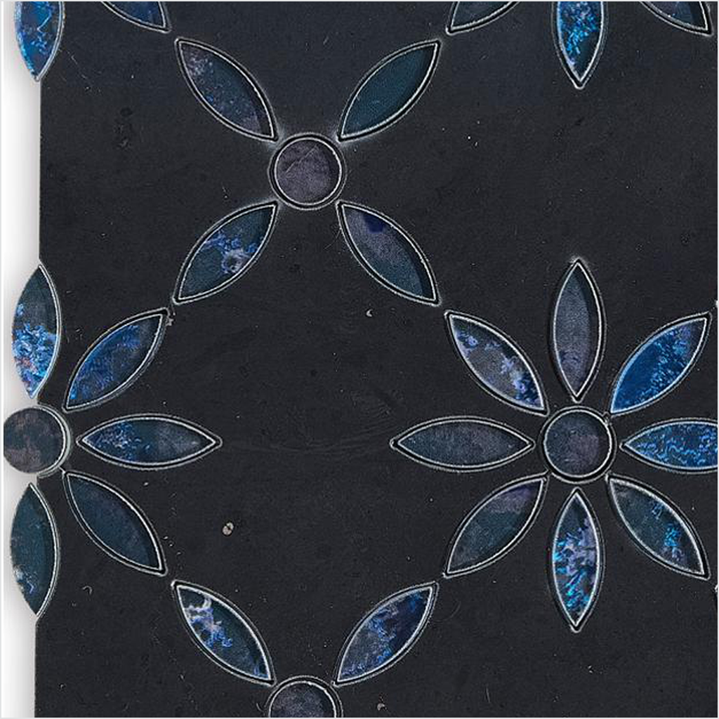Prezio Stone Daisy Petal Waterjet Mosaic, Two Tone Marble Sheet - c3 finish swatch