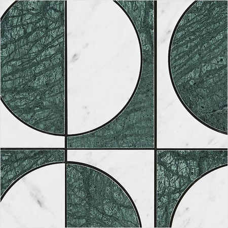 Prezio Stone Half Moon Checker Waterjet Mosaic, Marble in Three Checker Colorways - c3 finish swatch