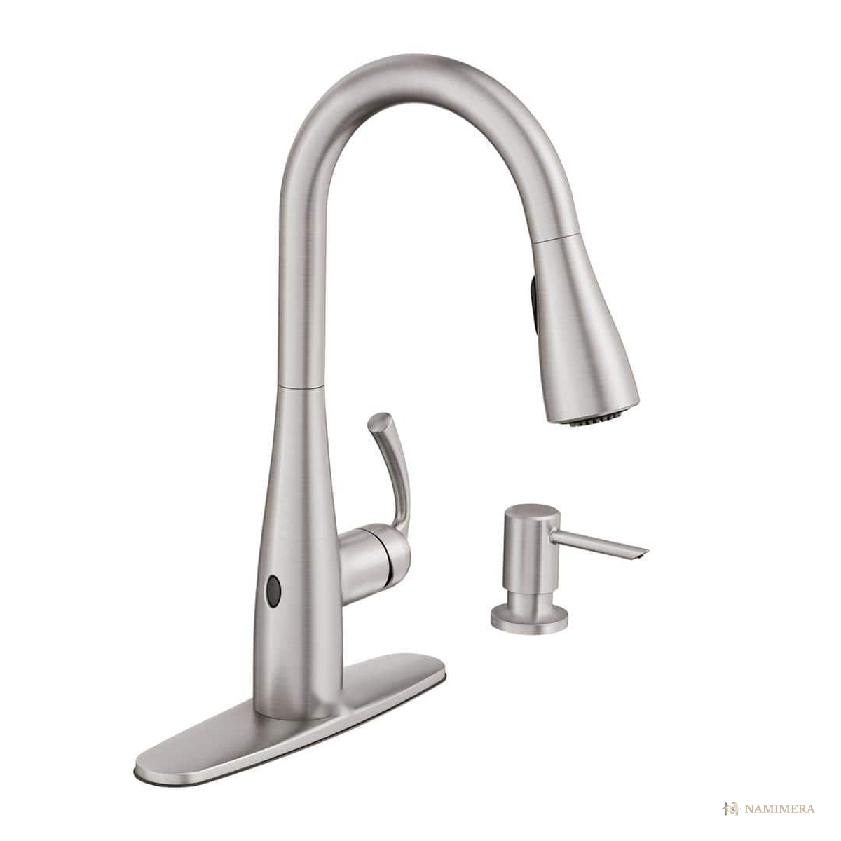 Namimera Touchless Pull-Down Kitchen Faucet with Soap Dispenser, 1.5 GPM, Stainless - front view