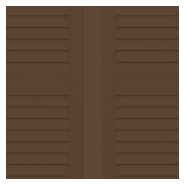 Vanguard Shade Louvered Vinyl Exterior Shutter Pair, Stock Heights - Federal Brown colorway swatch