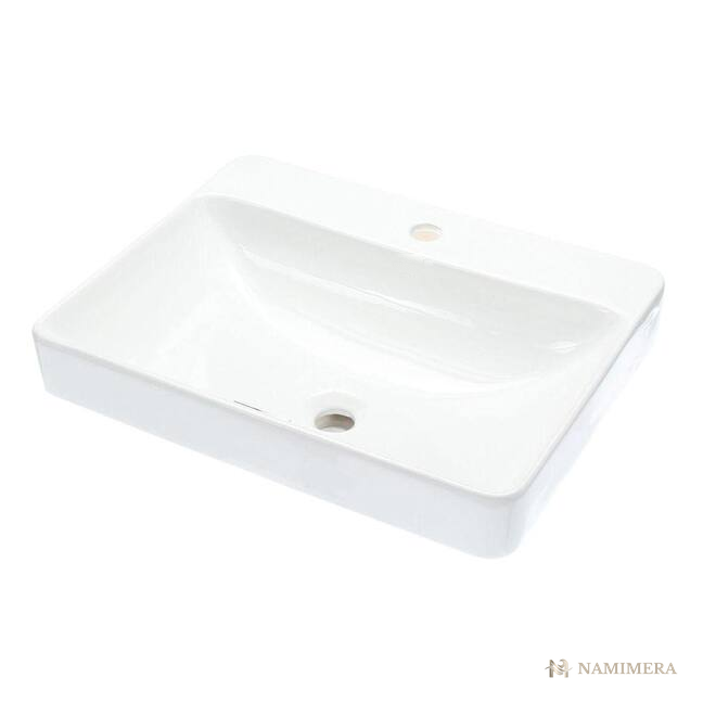 Namimera 23 in. Rectangular Vitreous China Vessel Bathroom Sink, White - detail view