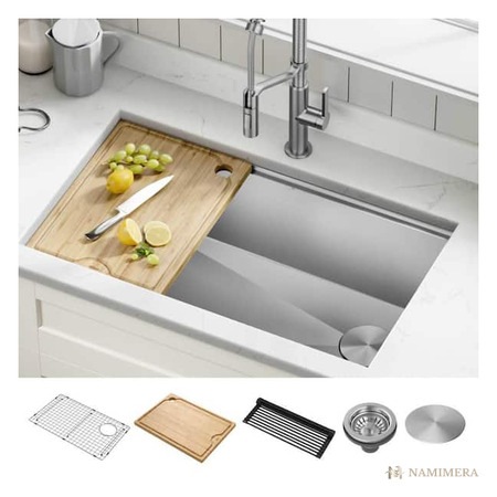 Namimera 30 in. Undermount 16-Gauge Stainless Steel Workstation Kitchen Sink - detail view