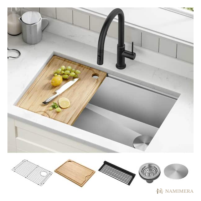 Namimera 30 in. Undermount 16-Gauge Stainless Steel Workstation Kitchen Sink - product view