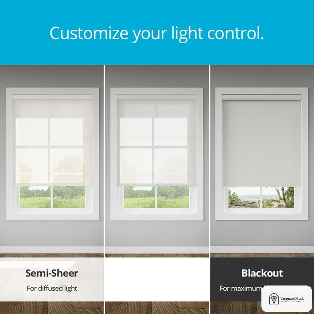 Vanguard Shade No Drill Roller Shade, Light Filtering, Custom Cut - alternate view