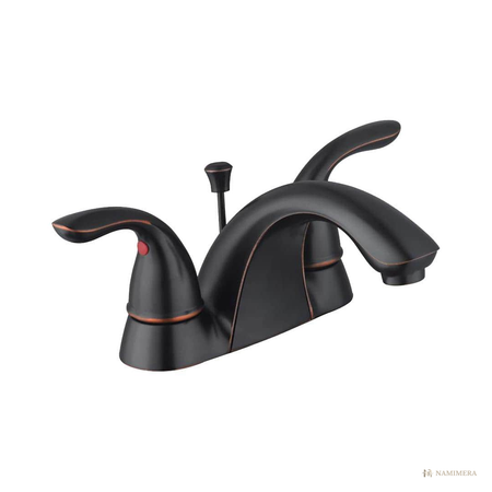 Namimera 4 in. Centerset Double-Handle Low-Arc Bathroom Faucet, 1.2 GPM, Chrome - orb finish