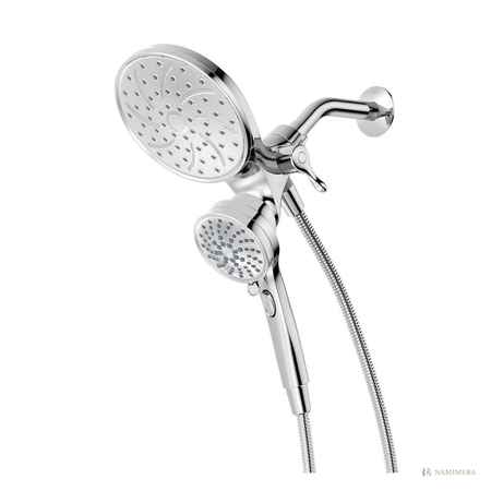 Namimera Dual Shower Head with 6.75 in. Rain Head and Magnetic Dock Handheld, 1.75 GPM, Chrome - front view