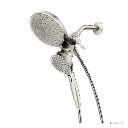 Namimera Dual Shower Head with 6.75 in. Rain Head and Magnetic Dock Handheld, 1.75 GPM, Chrome - bn finish