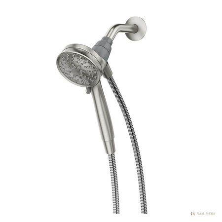 Namimera 6-Setting Handheld Shower Head with Magnetic Dock and 60 in. Hose, 1.75 GPM, Brushed Nickel - front view