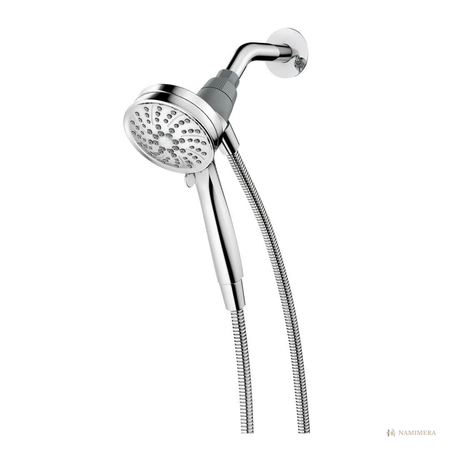 Namimera 6-Setting Handheld Shower Head with Magnetic Dock and 60 in. Hose, 1.75 GPM, Brushed Nickel - ch finish