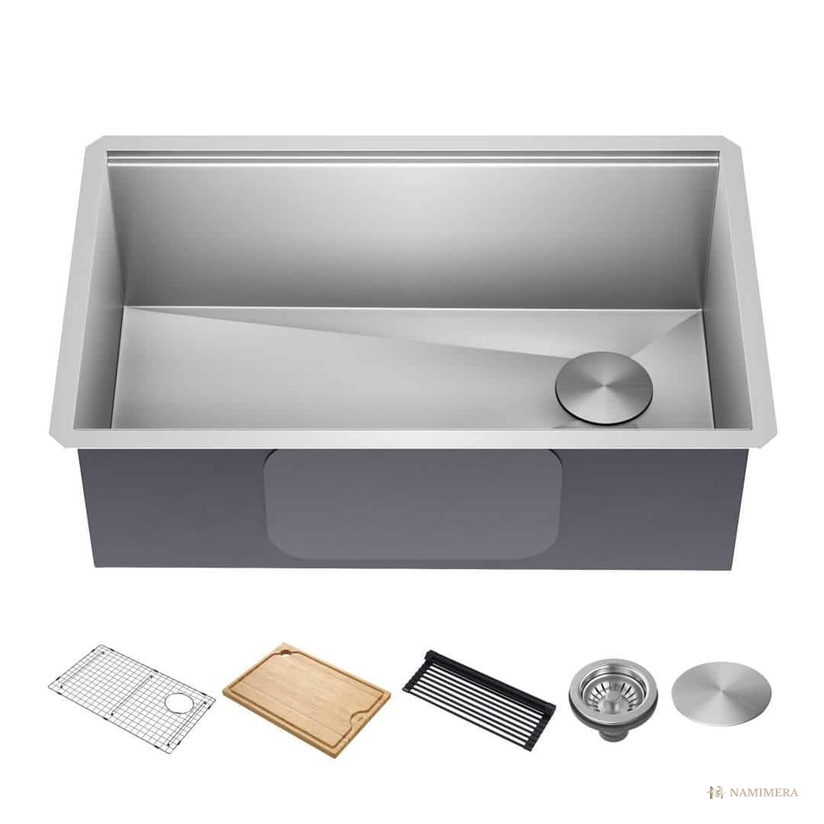 Namimera 30 in. Undermount 16-Gauge Stainless Steel Workstation Kitchen Sink - front view