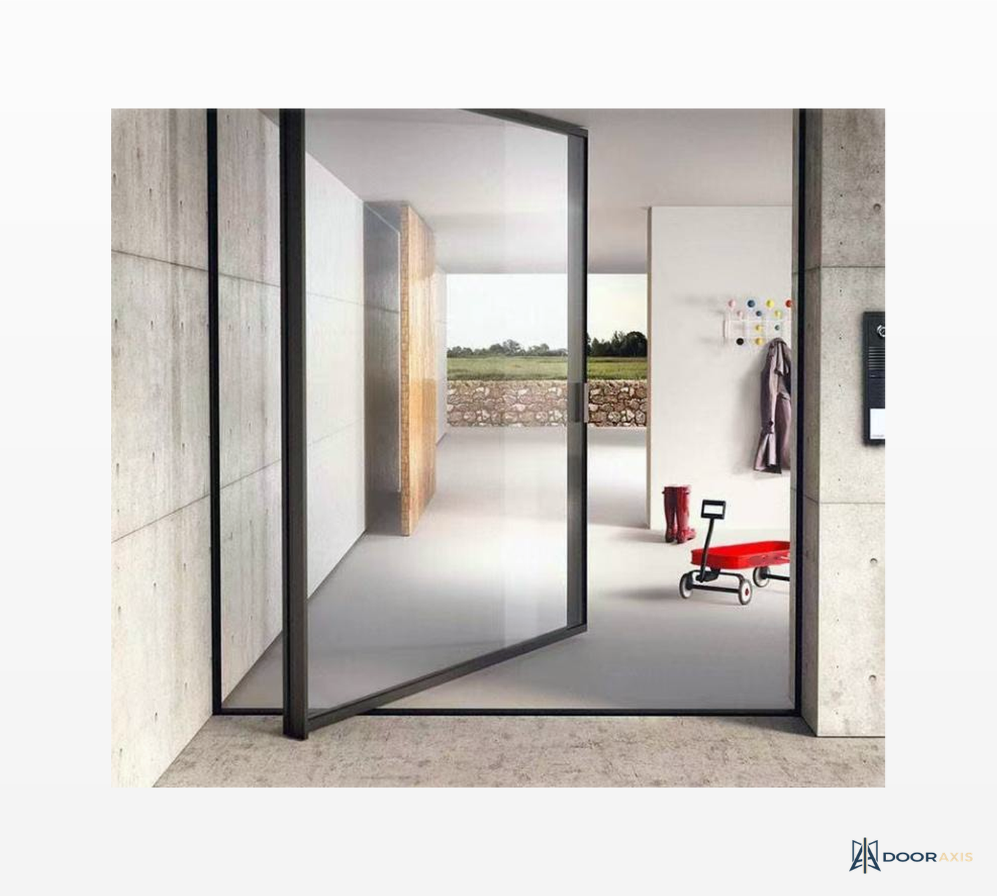 Door Axis 100 Series Aluminum Pivot Entry Door, Full Lite Glass - front view