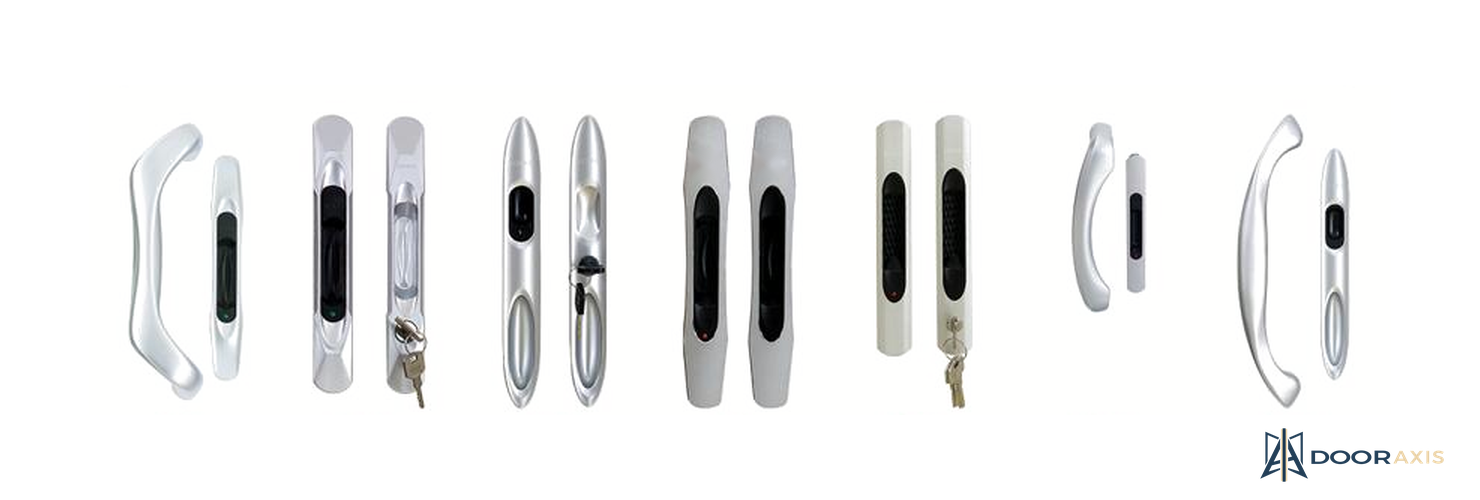 Door Axis Sliding Door Hardware Set, Stainless Tandem Rollers and Flush Locks - panel and glazing detail