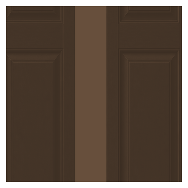 Vanguard Shade Raised Panel Vinyl Exterior Shutter Pair, Stock Heights - Musket Brown colorway swatch