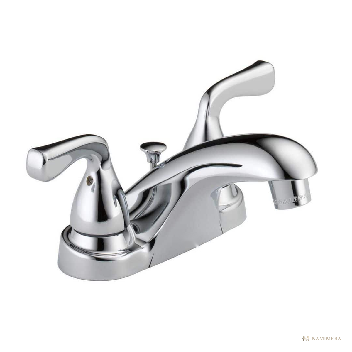 Namimera 4 in. Centerset Double-Handle Bathroom Faucet with Drain, 1.2 GPM, Polished Chrome - front view