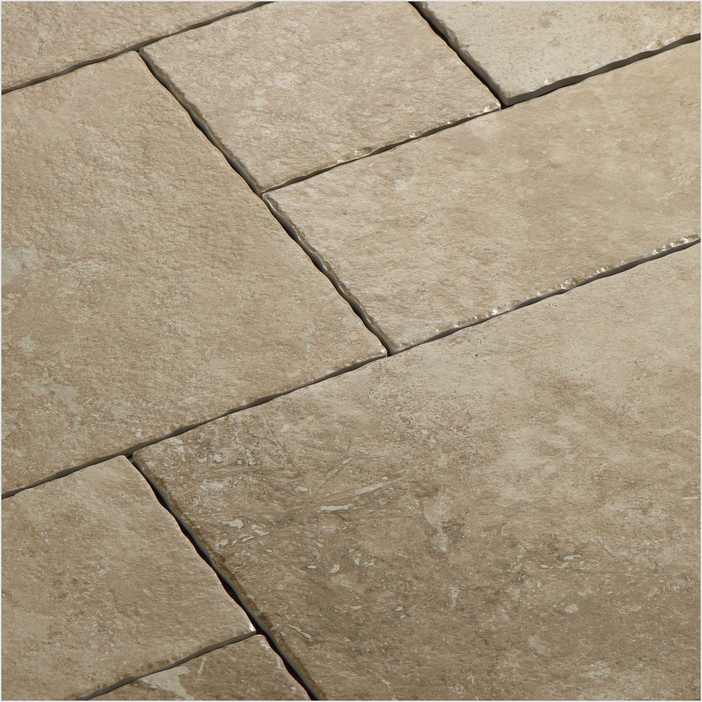 Prezio Stone Impression Cahors Limestone Look Porcelain Tile, Modular Set - set finish swatch
