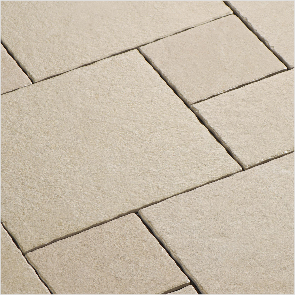 Prezio Stone Tavelle Limestone Look Porcelain Tile, Modular Set - set finish swatch