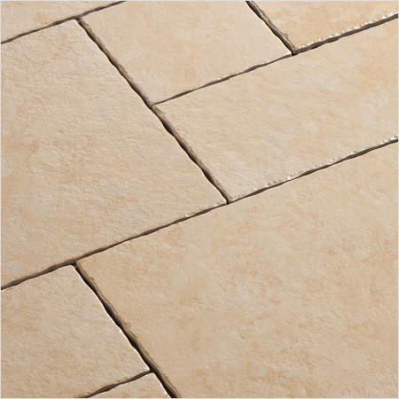 Prezio Stone Champagne Stone Limestone Look Porcelain Tile, Modular Set - set finish swatch