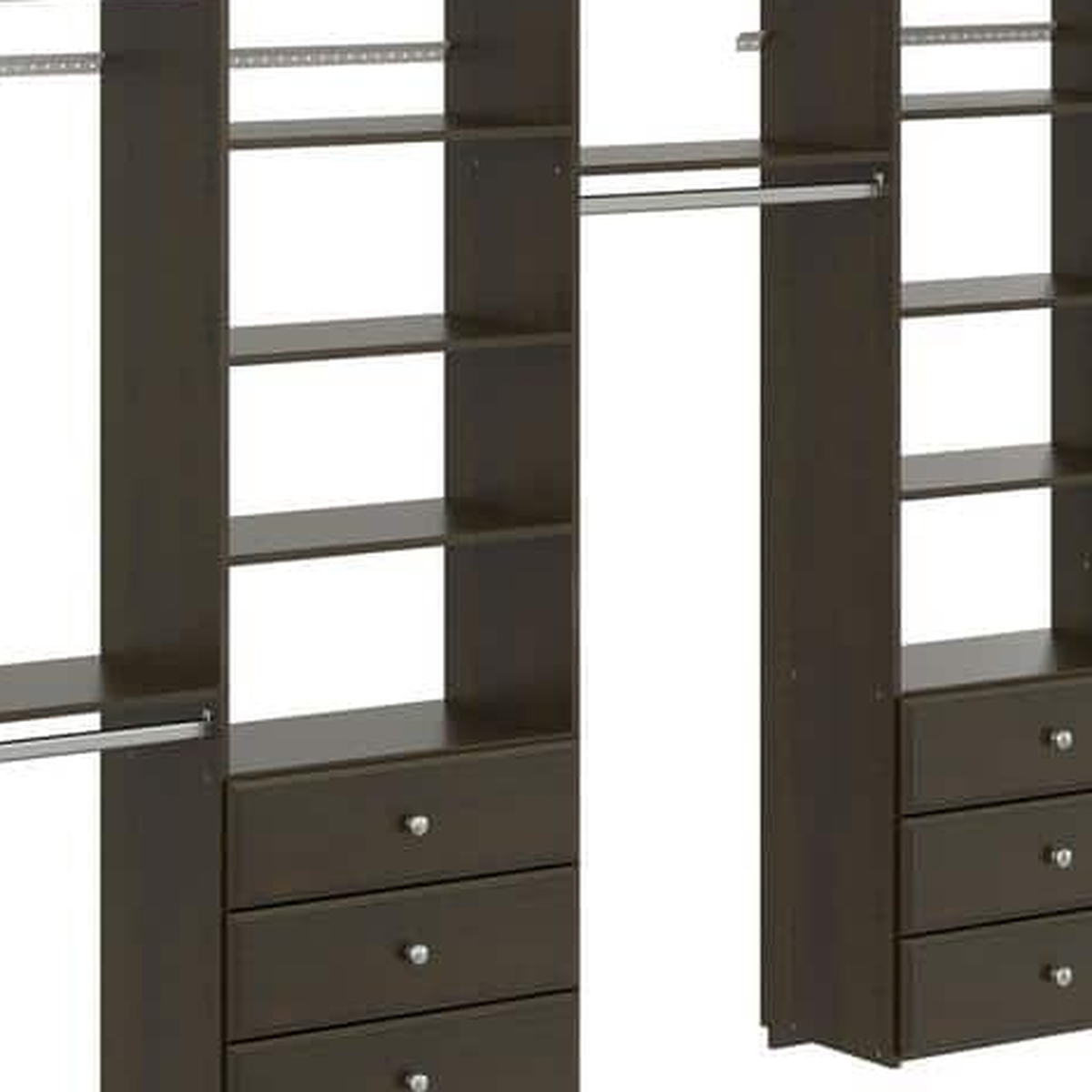 Vista Closet 60 in. to 96 in. W Adjustable Wall-Hung Wood Closet System - espresso finish swatch