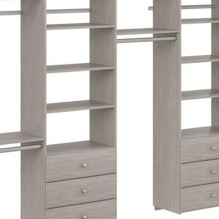 Vista Closet 60 in. to 96 in. W Adjustable Wall-Hung Wood Closet System - rustic gray finish swatch