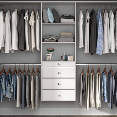 Vista Closet 60 in. to 96 in. W Adjustable Wall-Hung Wood Closet System - white finish swatch