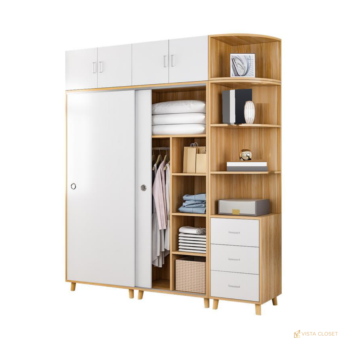 Vista Closet Walnut and White 2-Door Sliding Wardrobe - front view