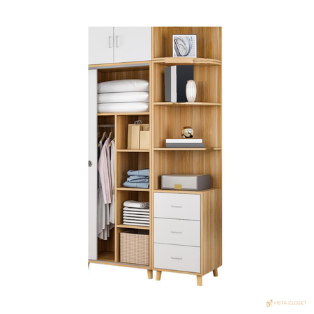 Vista Closet Walnut and White 2-Door Sliding Wardrobe - interior layout
